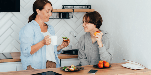 Mother with son, financial planning